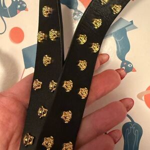 Versace Black Leather Belt with Gold Accents